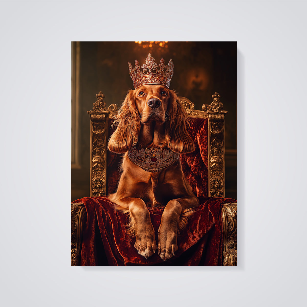 Regal Spaniel Throne Print Aesthetic unframed on a grey background