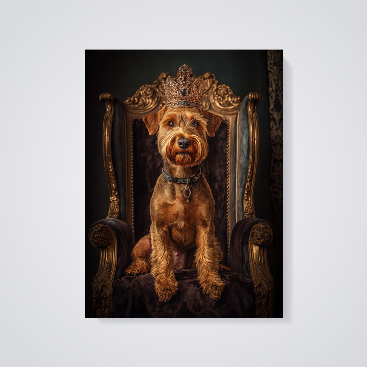 Regal Terrier King Print unframed on a grey background