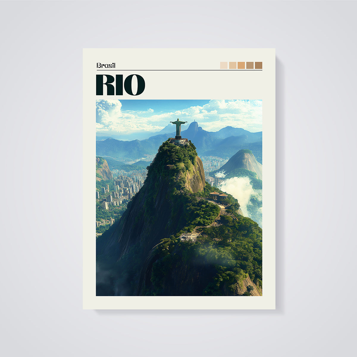 Rio Christ the Redeemer Print unframed on a grey background