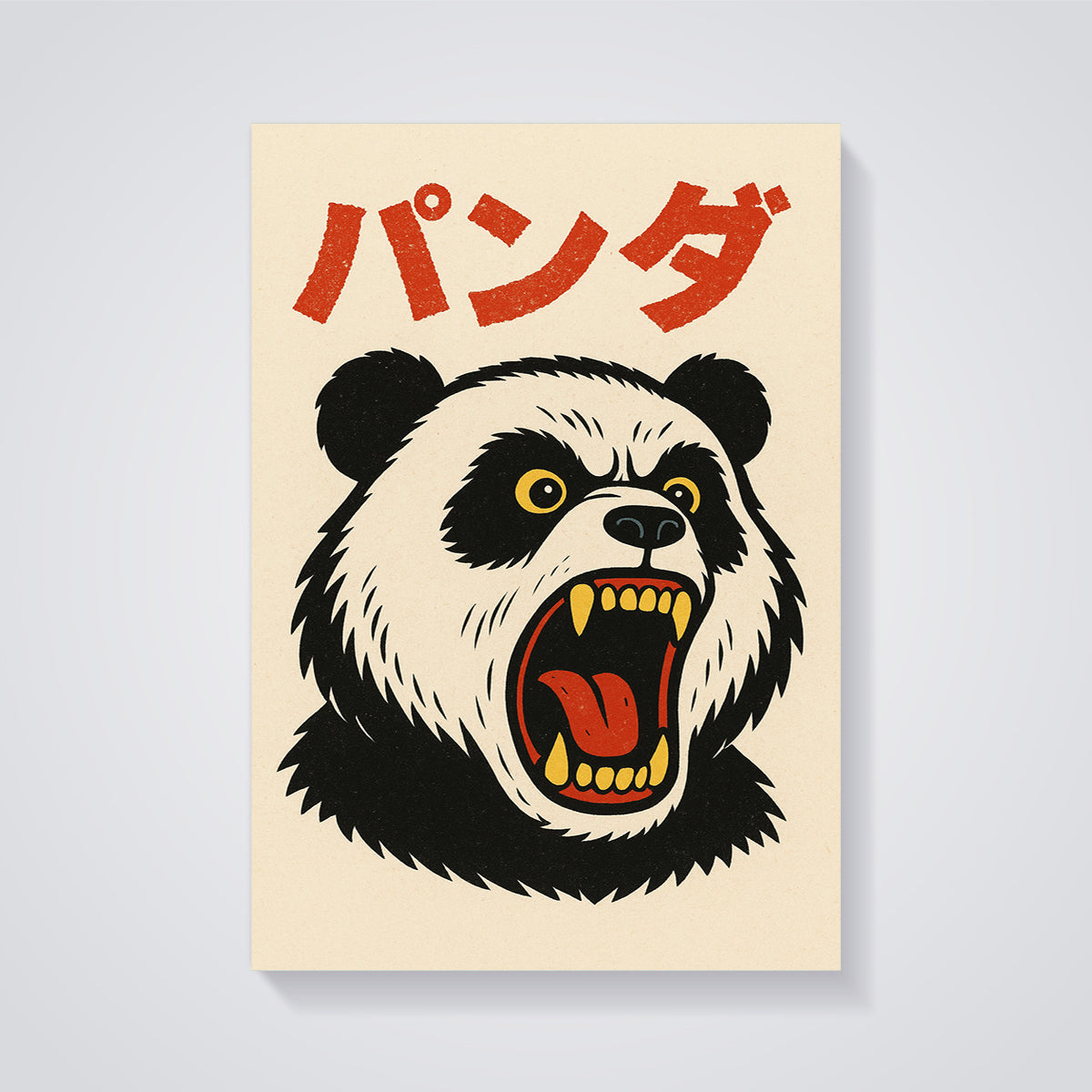 Roaring Panda Art Print unframed on a grey background