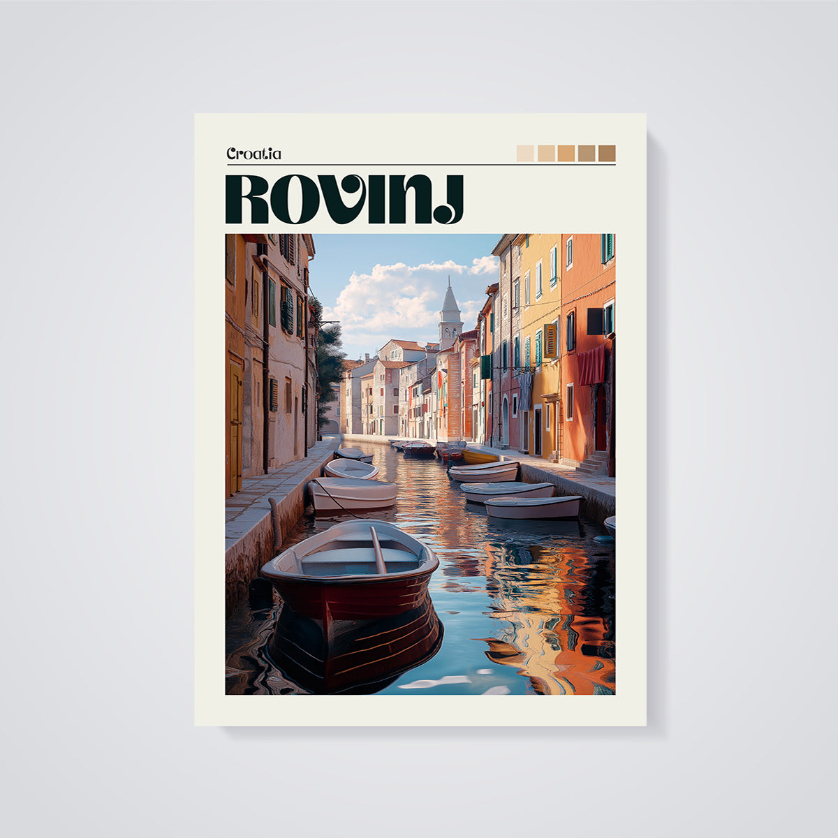 Rovinj Canal View Print unframed on a grey background
