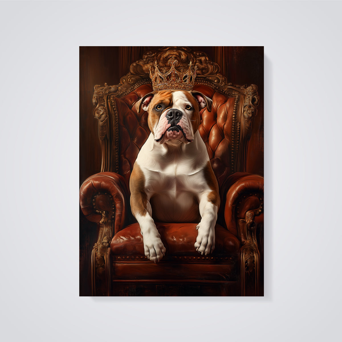 Royal Bulldog King Print unframed on a grey background