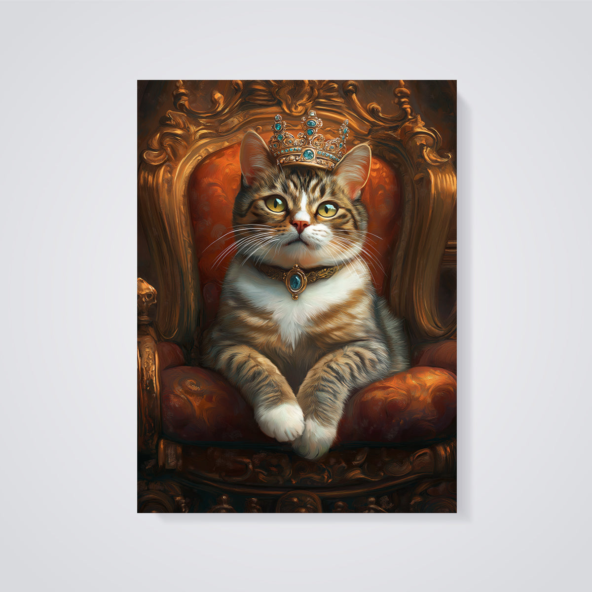 Royal Cat Throne Print unframed on a grey background