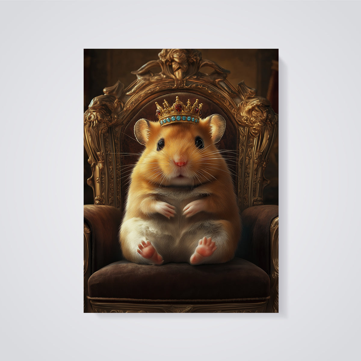 Royal Hamster Throne Print unframed on a grey background