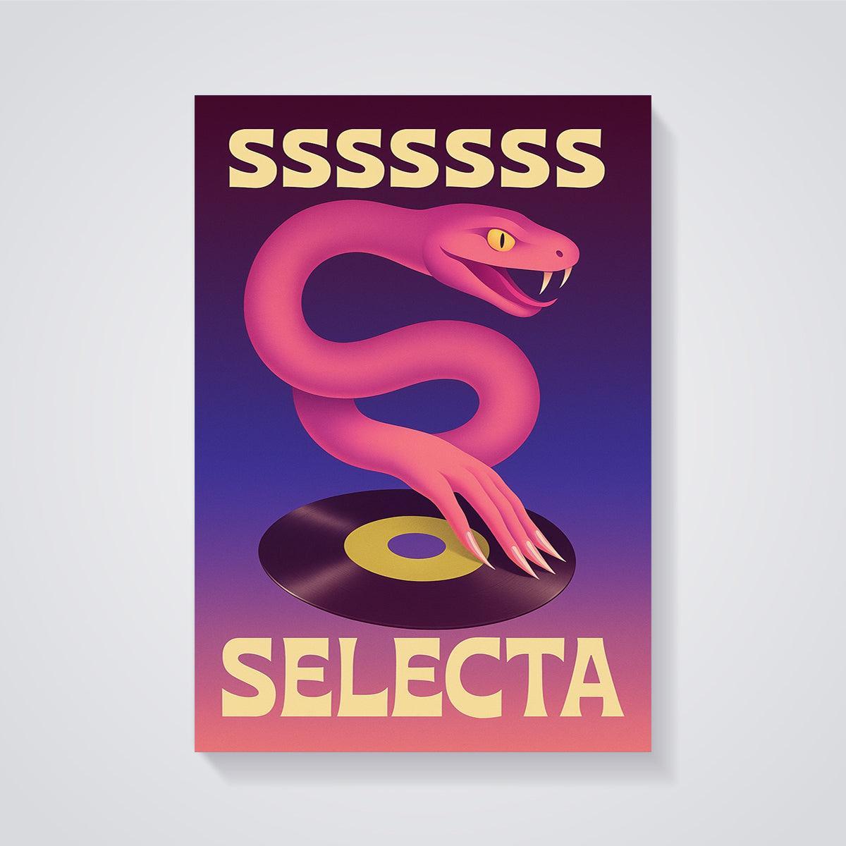 SSSSSS Selecta Snake Record Print unframed on a grey background