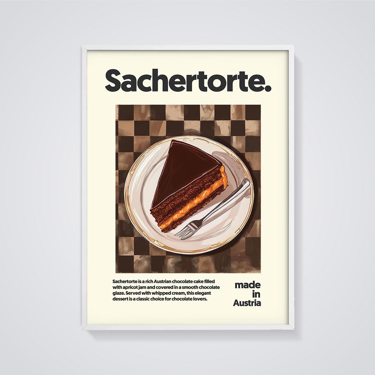 Sachertorte Print framed in white on a grey background