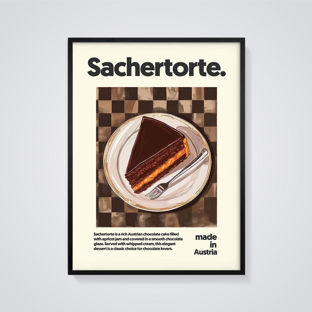 Sachertorte Print framed in black on a grey background