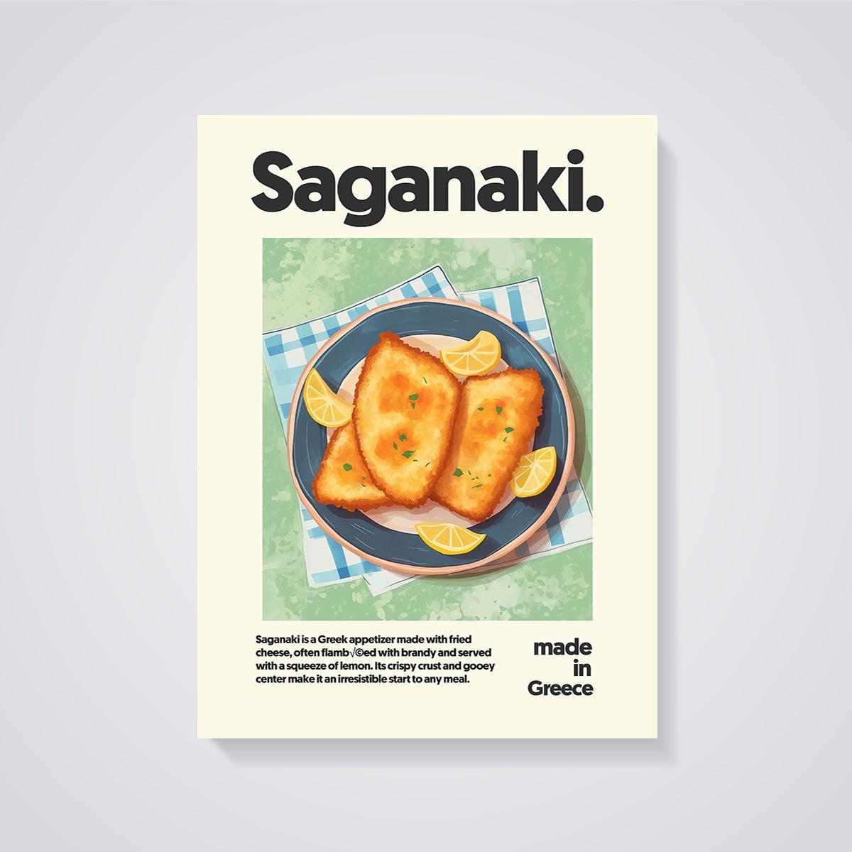 Saganaki Fried Cheese Print unframed on a grey background