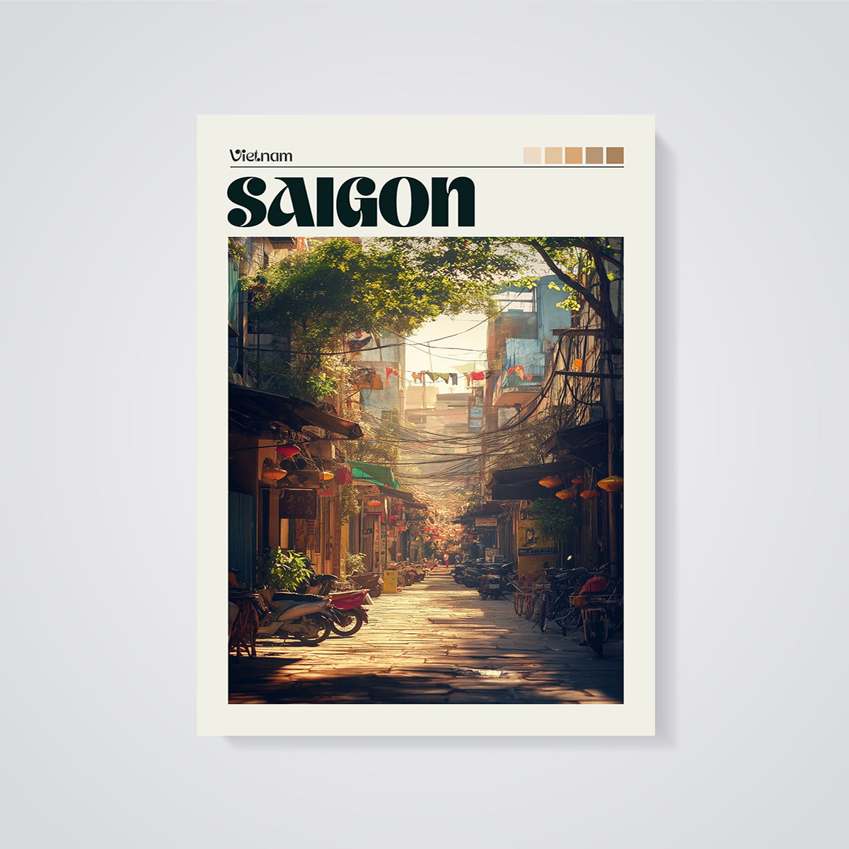 Saigon City Street Print unframed on a grey background