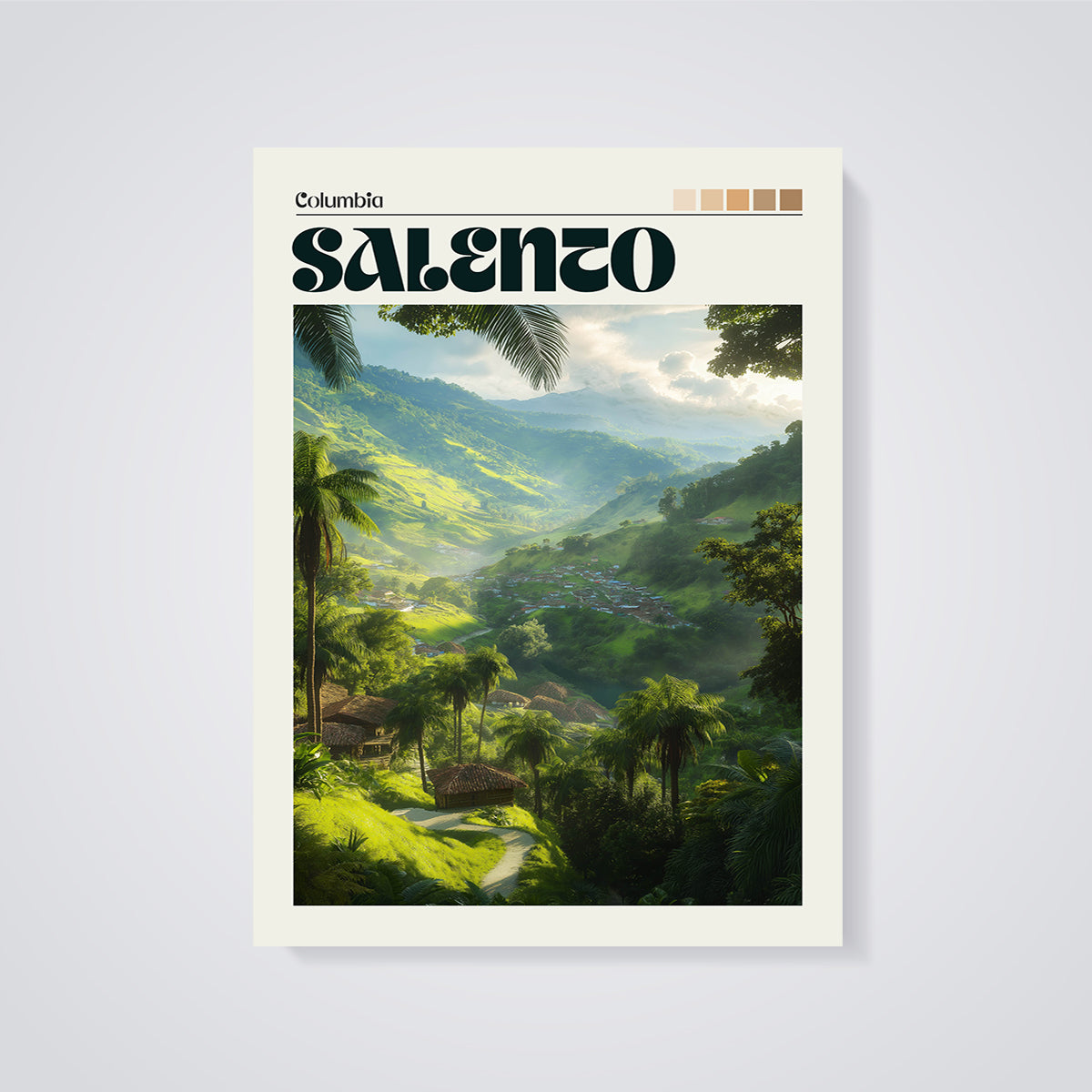 Salento Valley Landscape Print unframed on a grey background
