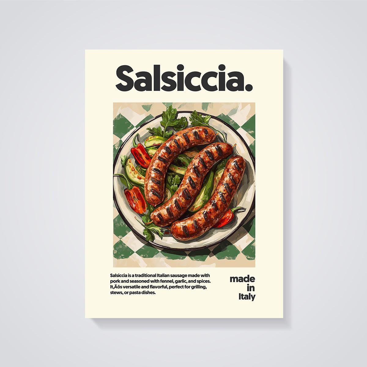 Salsiccia Italian Sausage Print unframed on a grey background