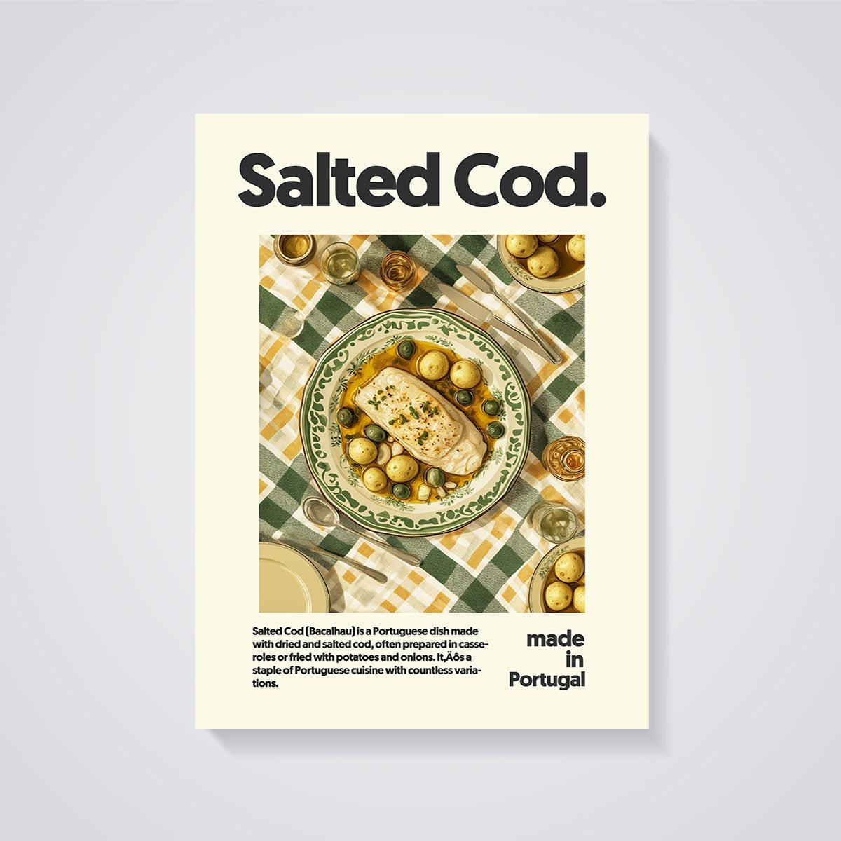 Salted Cod Bacalhau Print unframed on a grey background