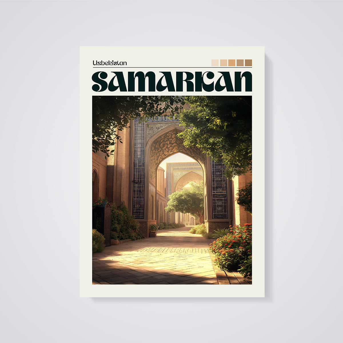 Samarkand Historic Archway Print unframed on a grey background