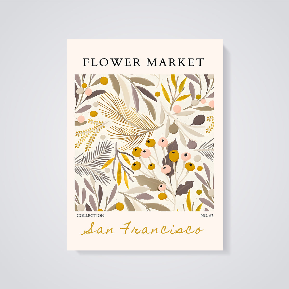 San Francisco Flower Market Print unframed on a grey background