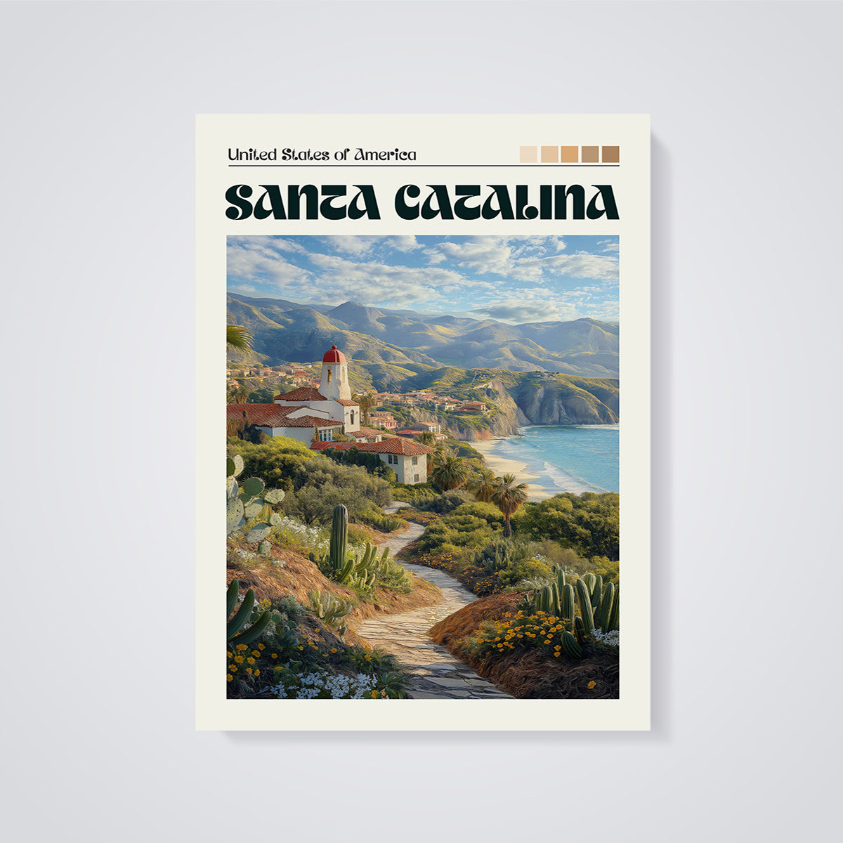 Santa Catalina Island View Print unframed on a grey background