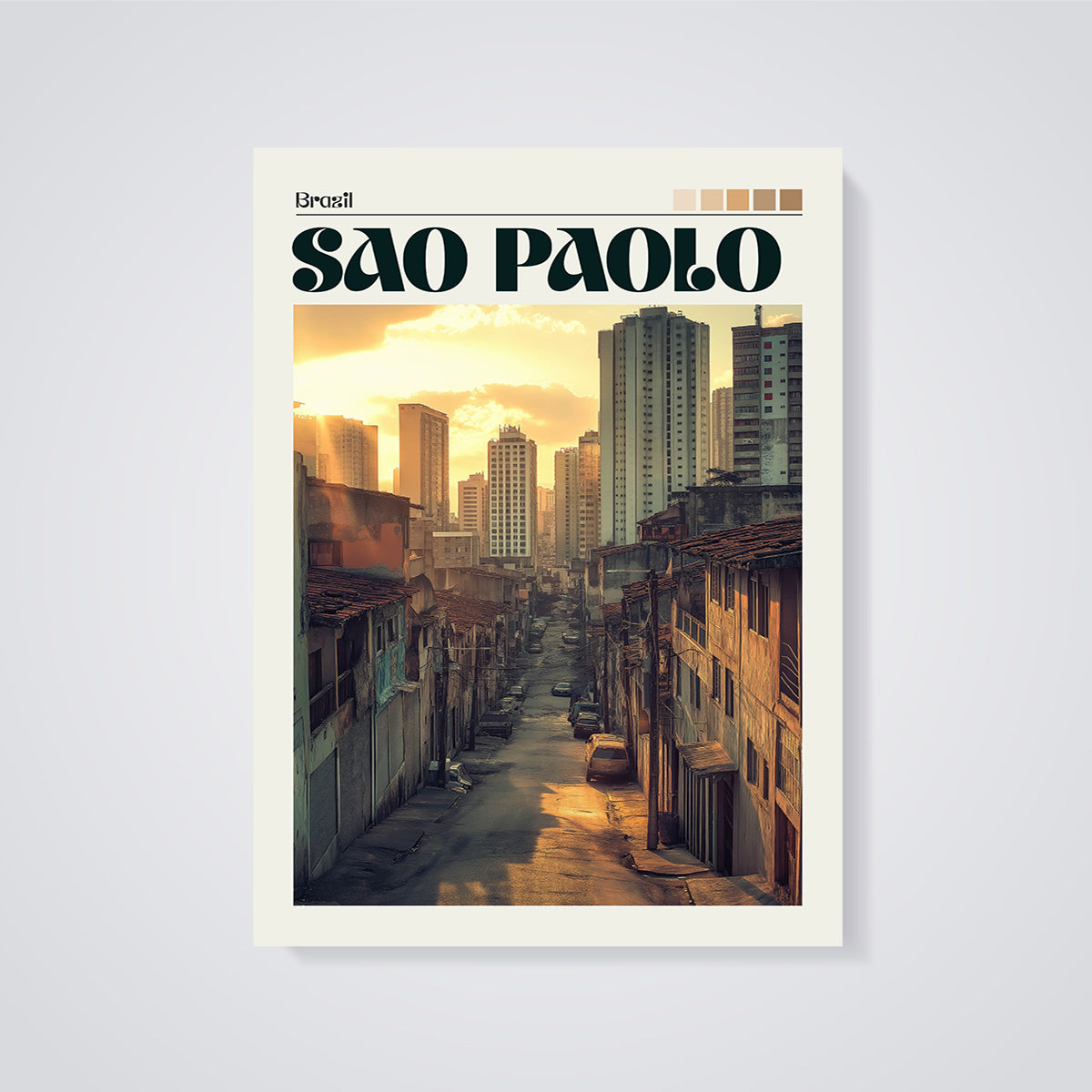 Sao Paulo Brazil Cityscape Print unframed on a grey background
