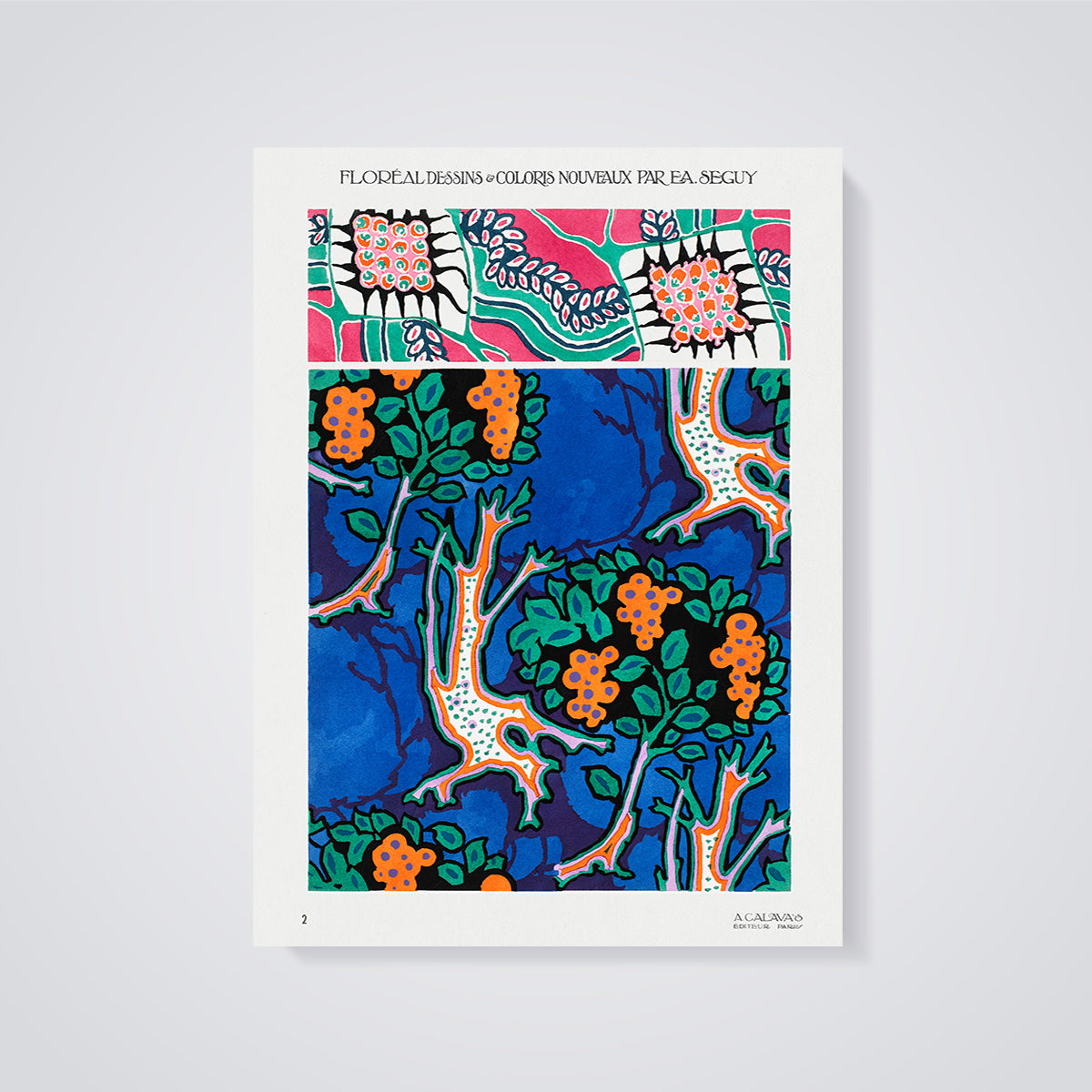 Seguy Floréal Stylized Trees Print unframed on a grey background