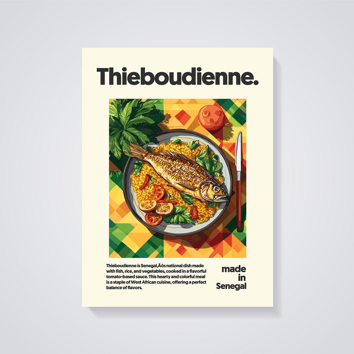 Senegal Thieboudienne Meal Print unframed on a grey background