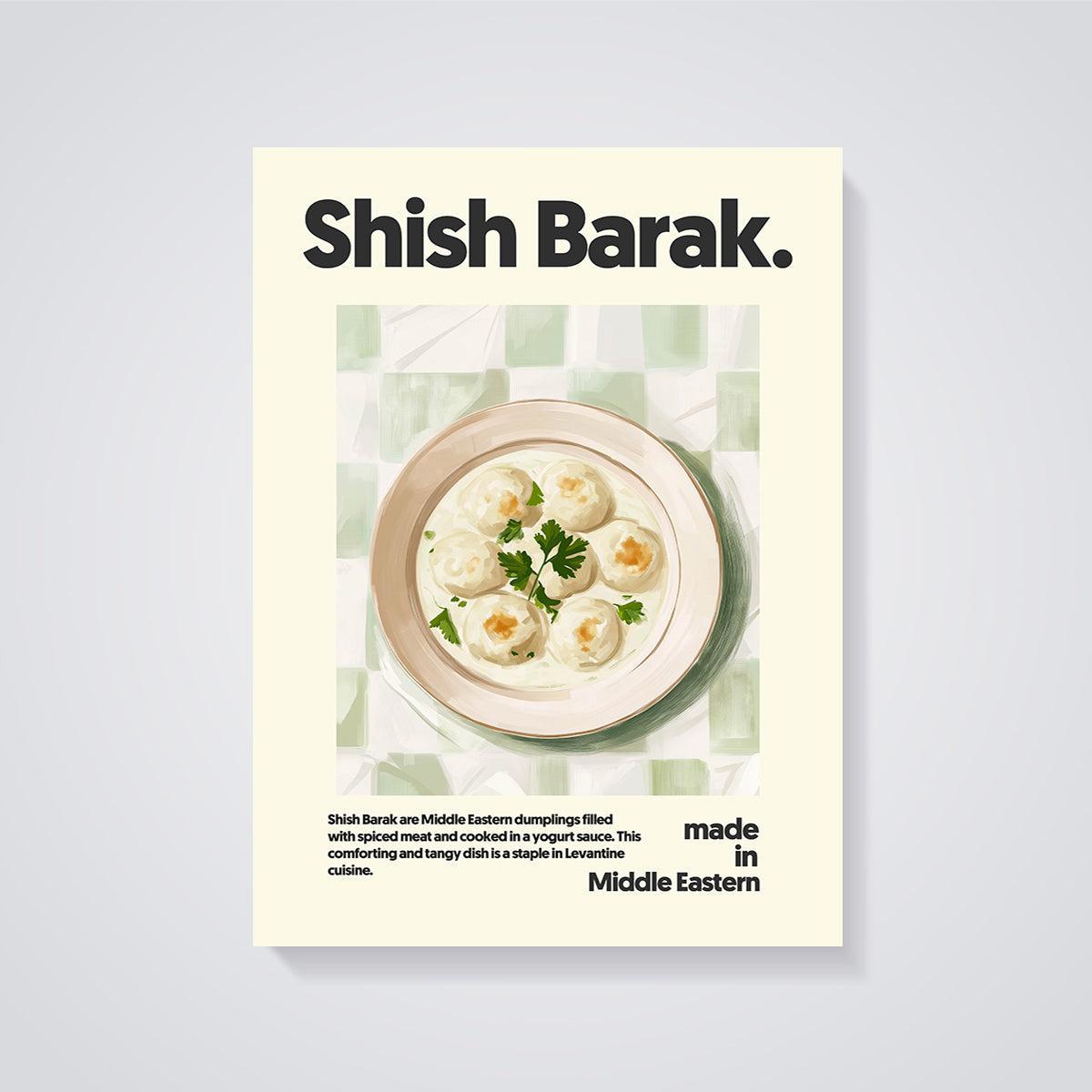 Shish Barak Dumplings Print unframed on a grey background