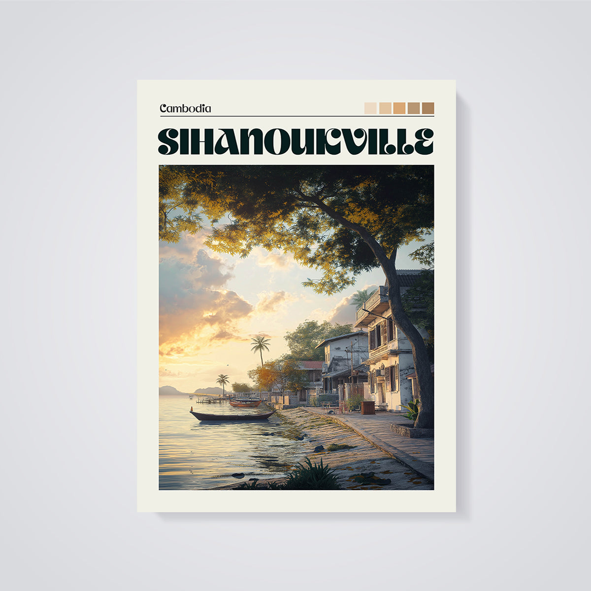 Sihanoukville Golden Hour Print unframed on a grey background