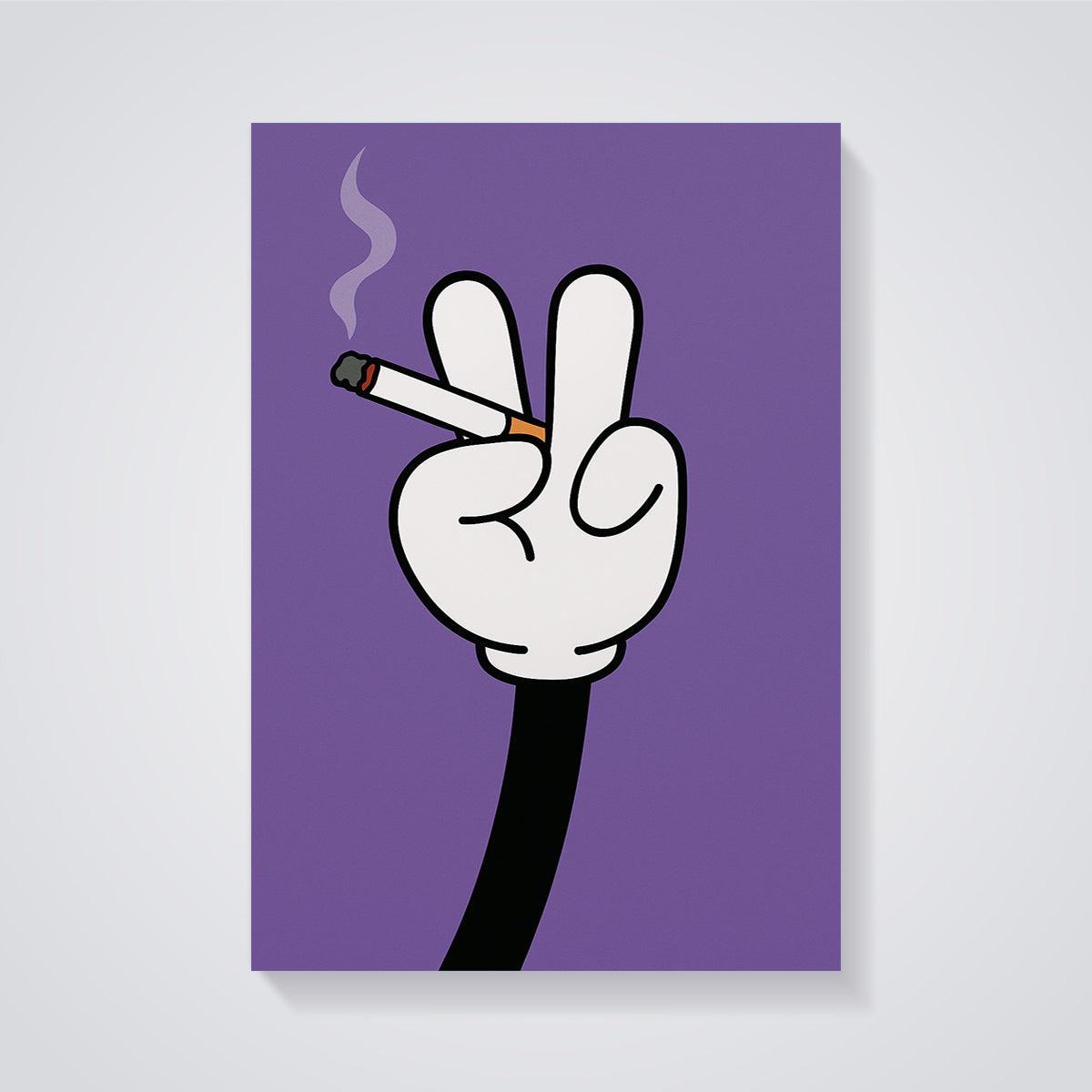 Smoking Peace Hand Print unframed on a grey background