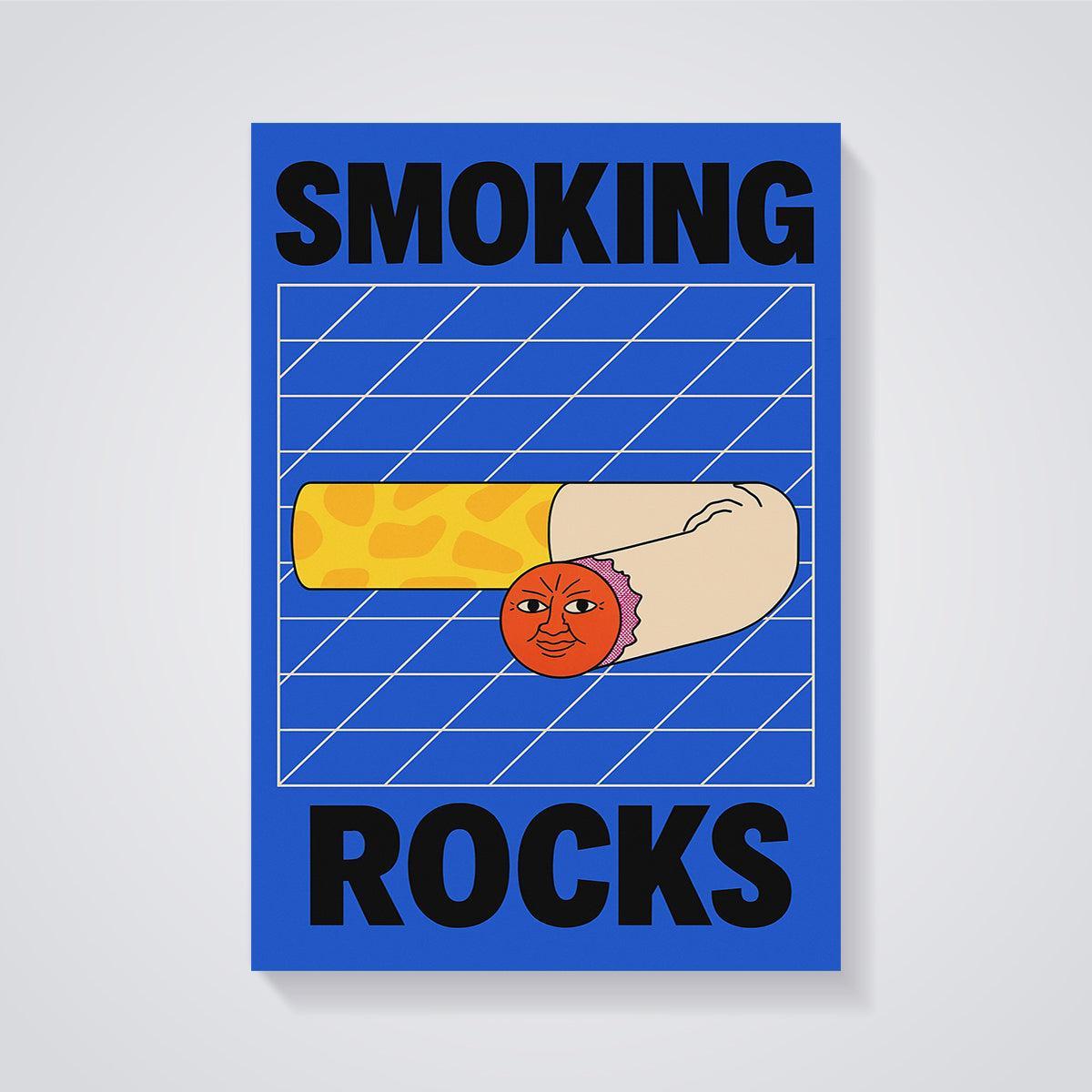 Smoking Rocks Pop Art Print unframed on a grey background