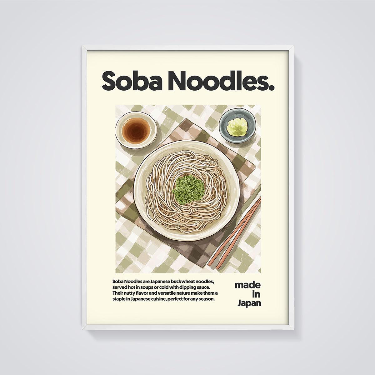 Soba Noodles Print framed in white on a grey background