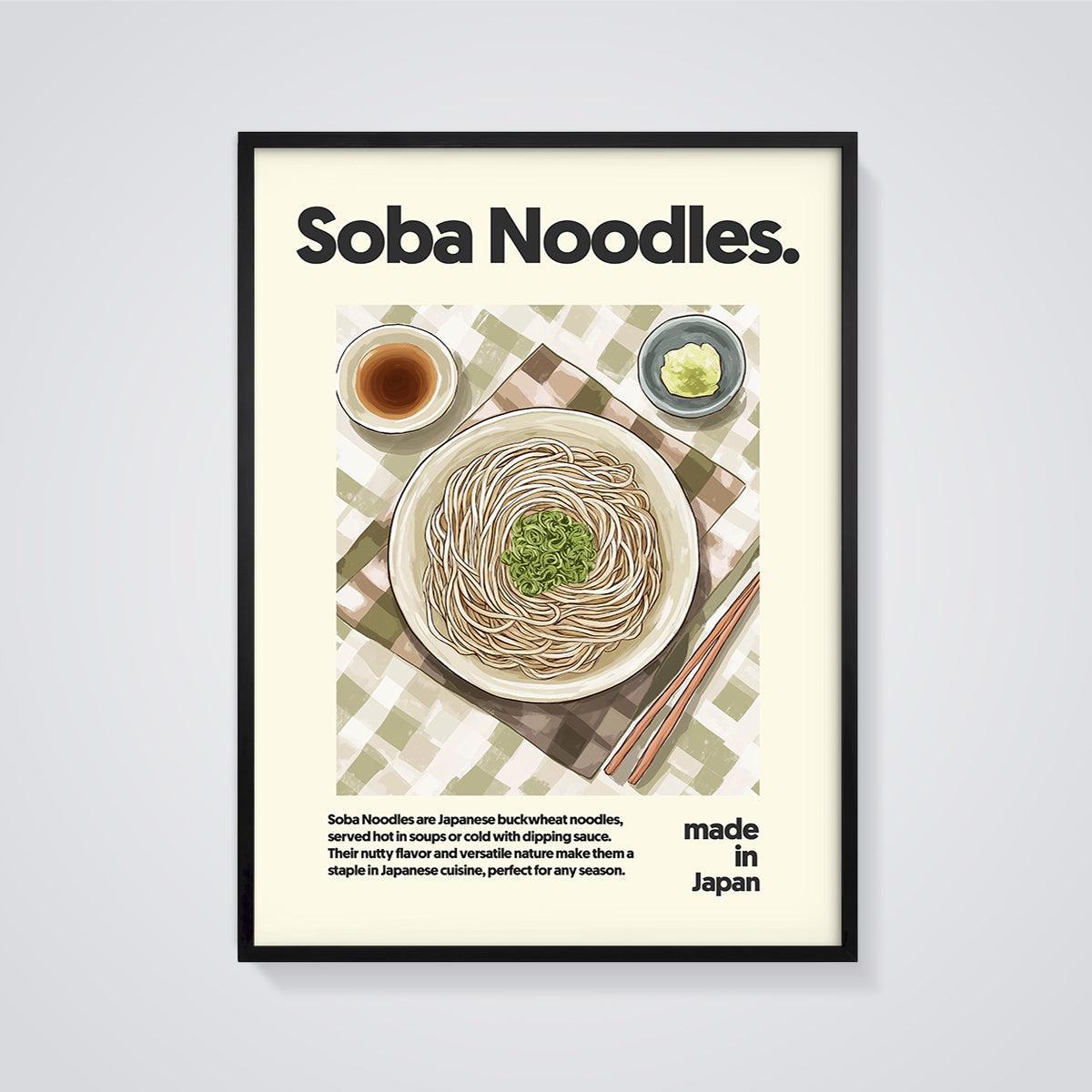 Soba Noodles Print framed in black on a grey background