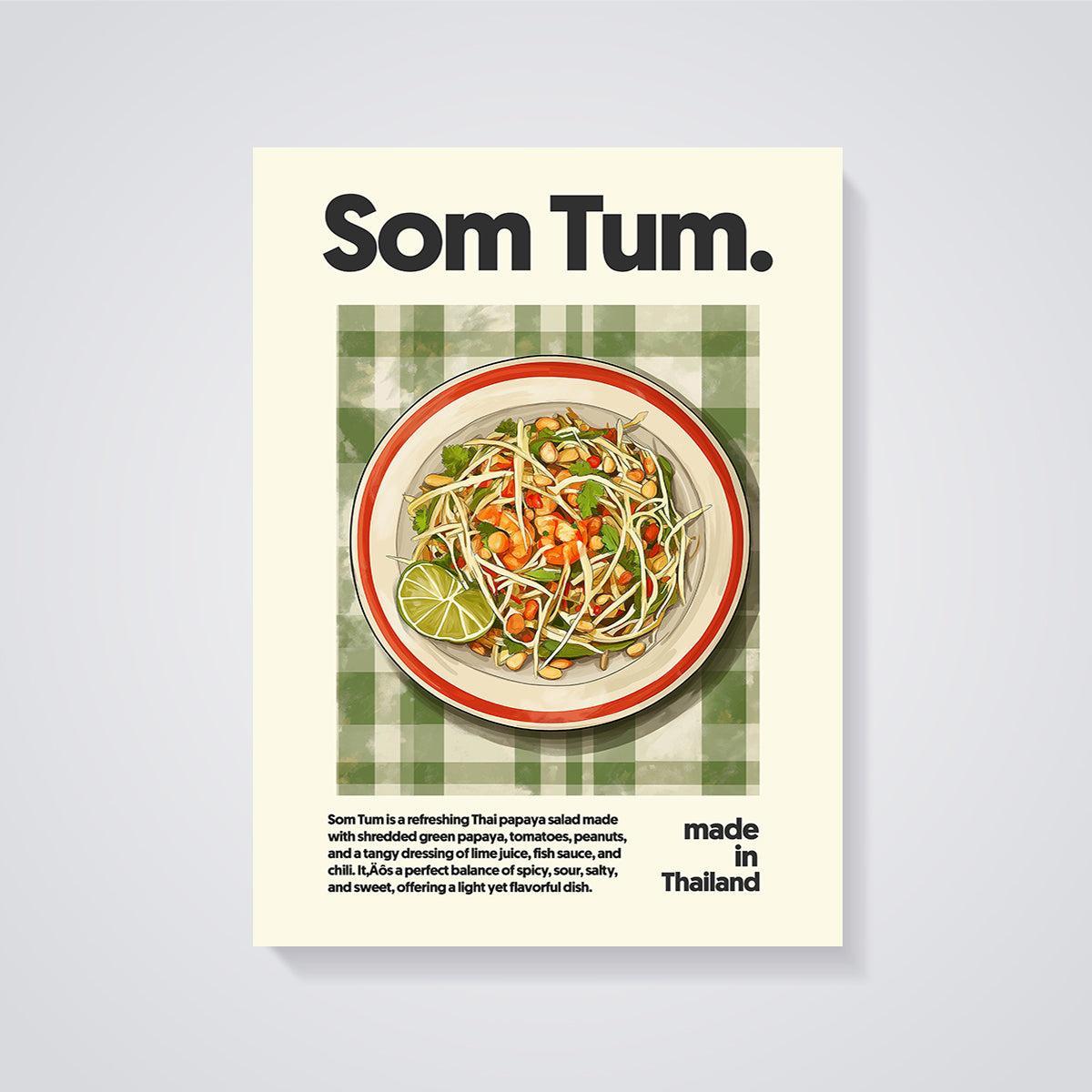 Som Tum Papaya Salad Print unframed on a grey background