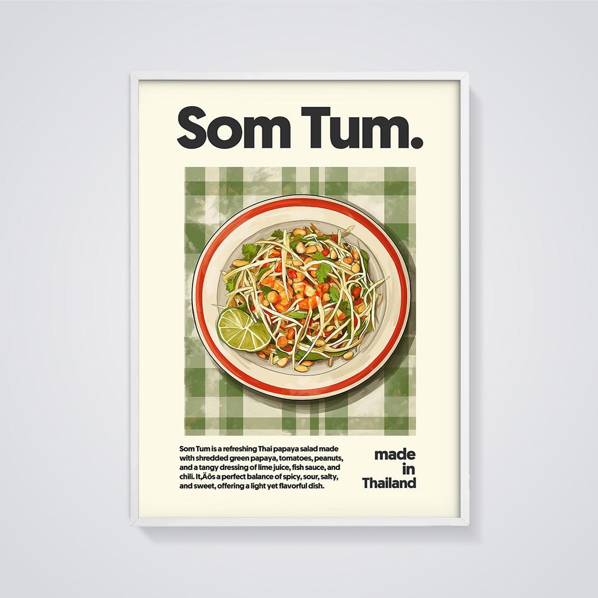 Som Tum Papaya Salad Print framed in white on a grey background
