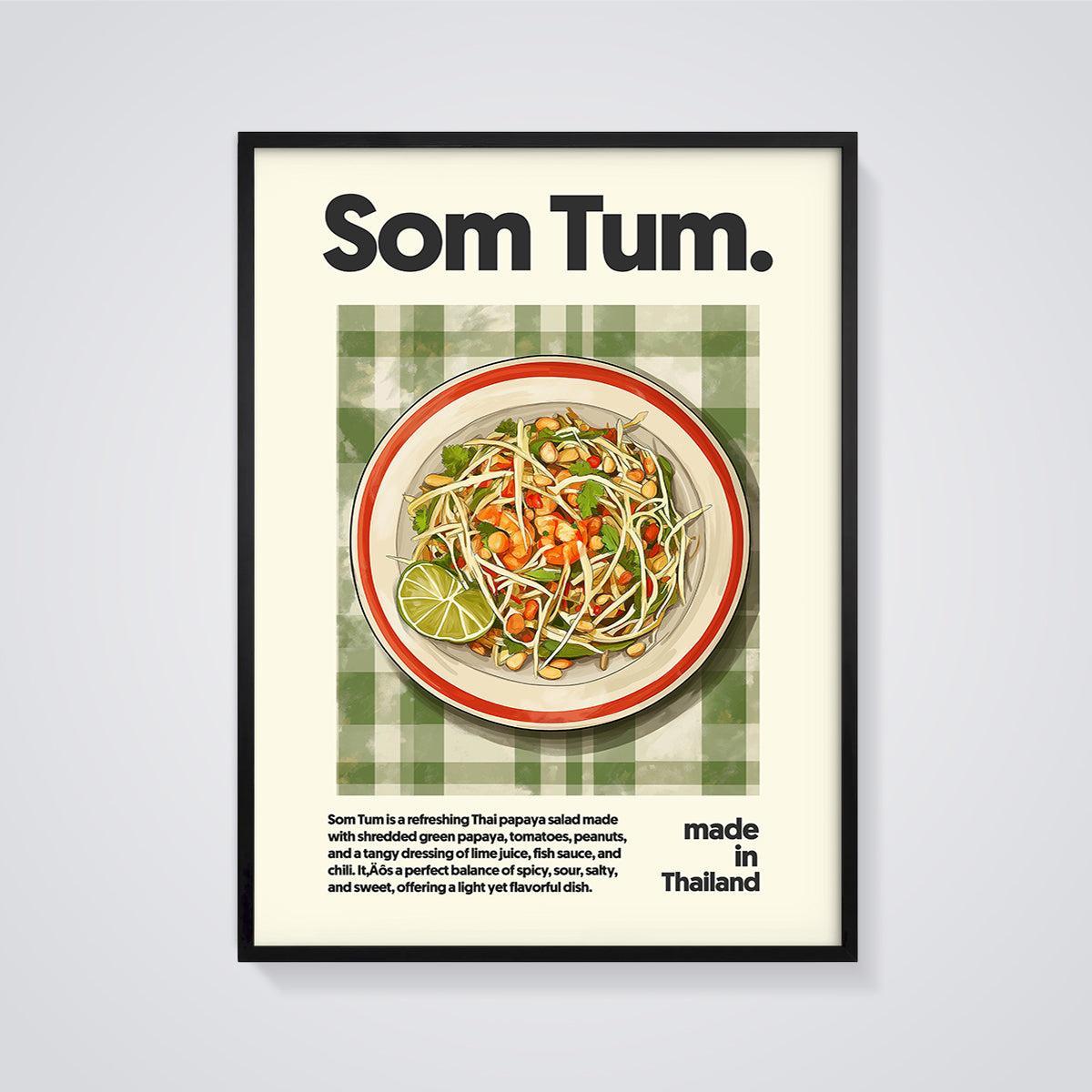 Som Tum Papaya Salad Print framed in black on a grey background