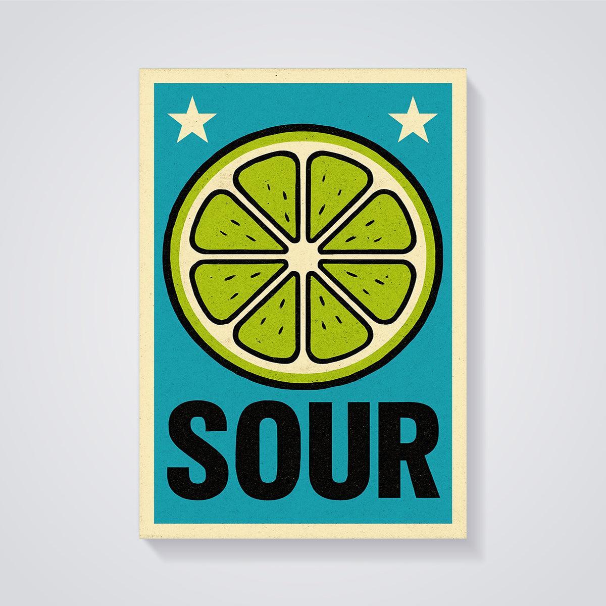 Sour Lime Slice Print unframed on a grey background