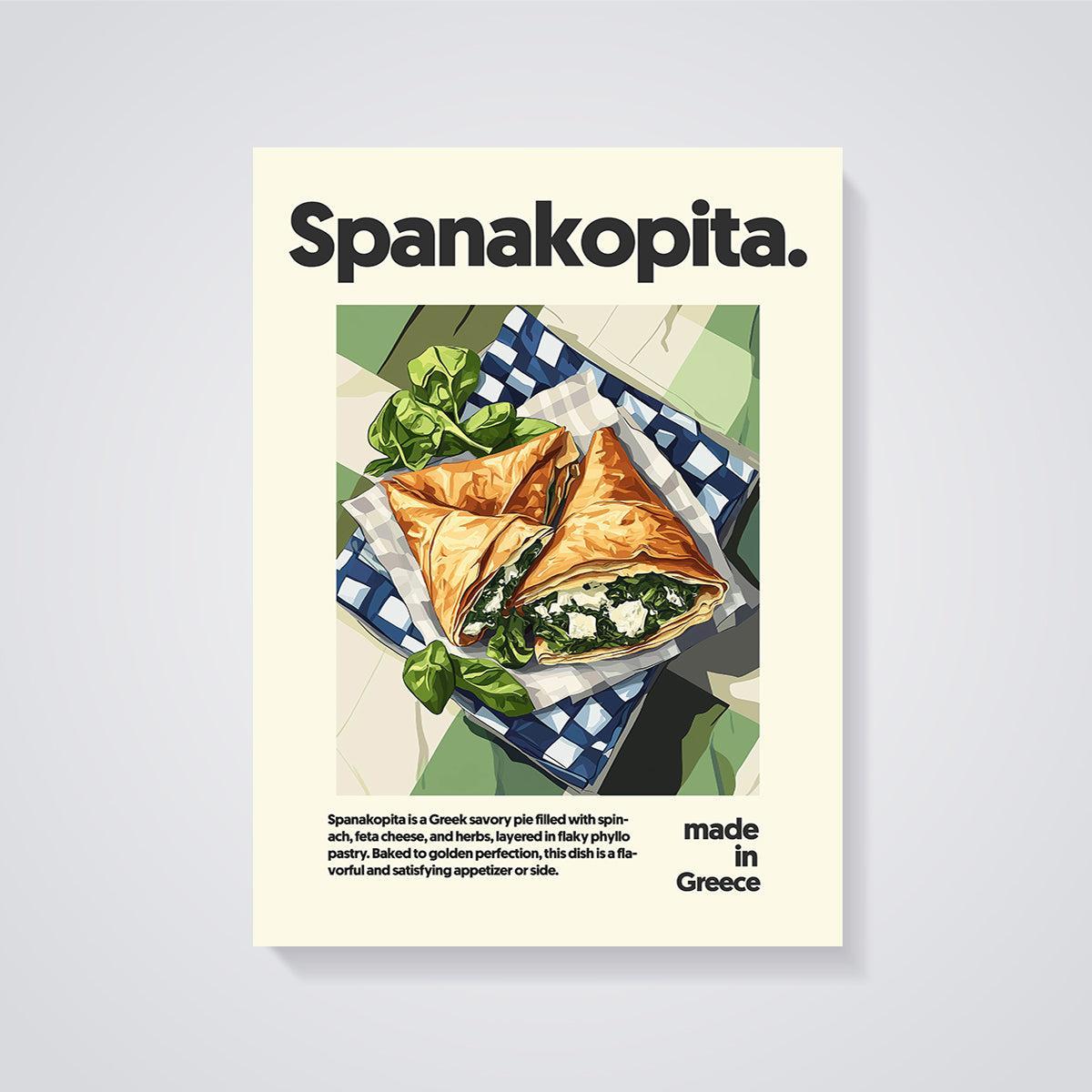 Spanakopita Greek Pie Print unframed on a grey background