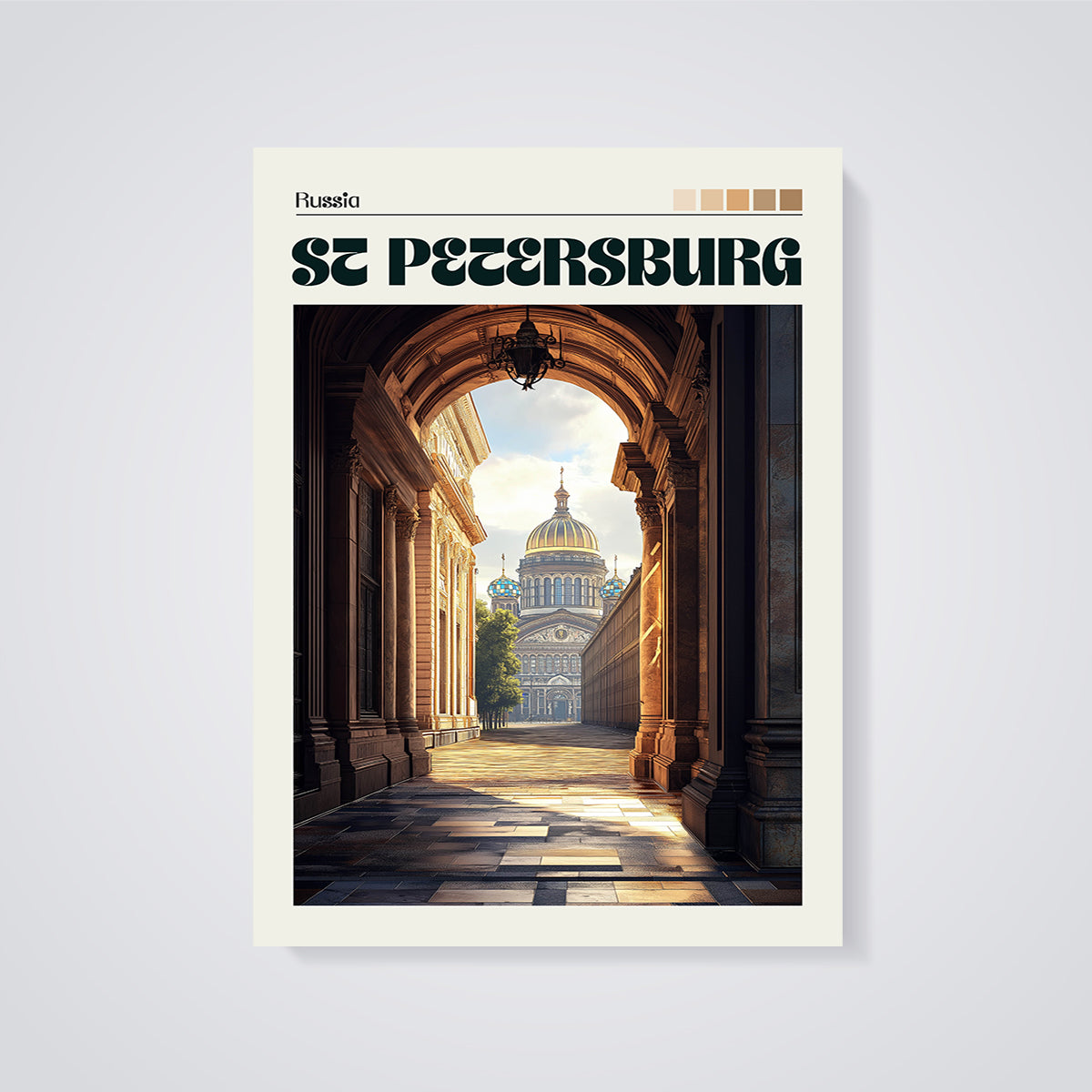 St Petersburg Archway View Print unframed on a grey background