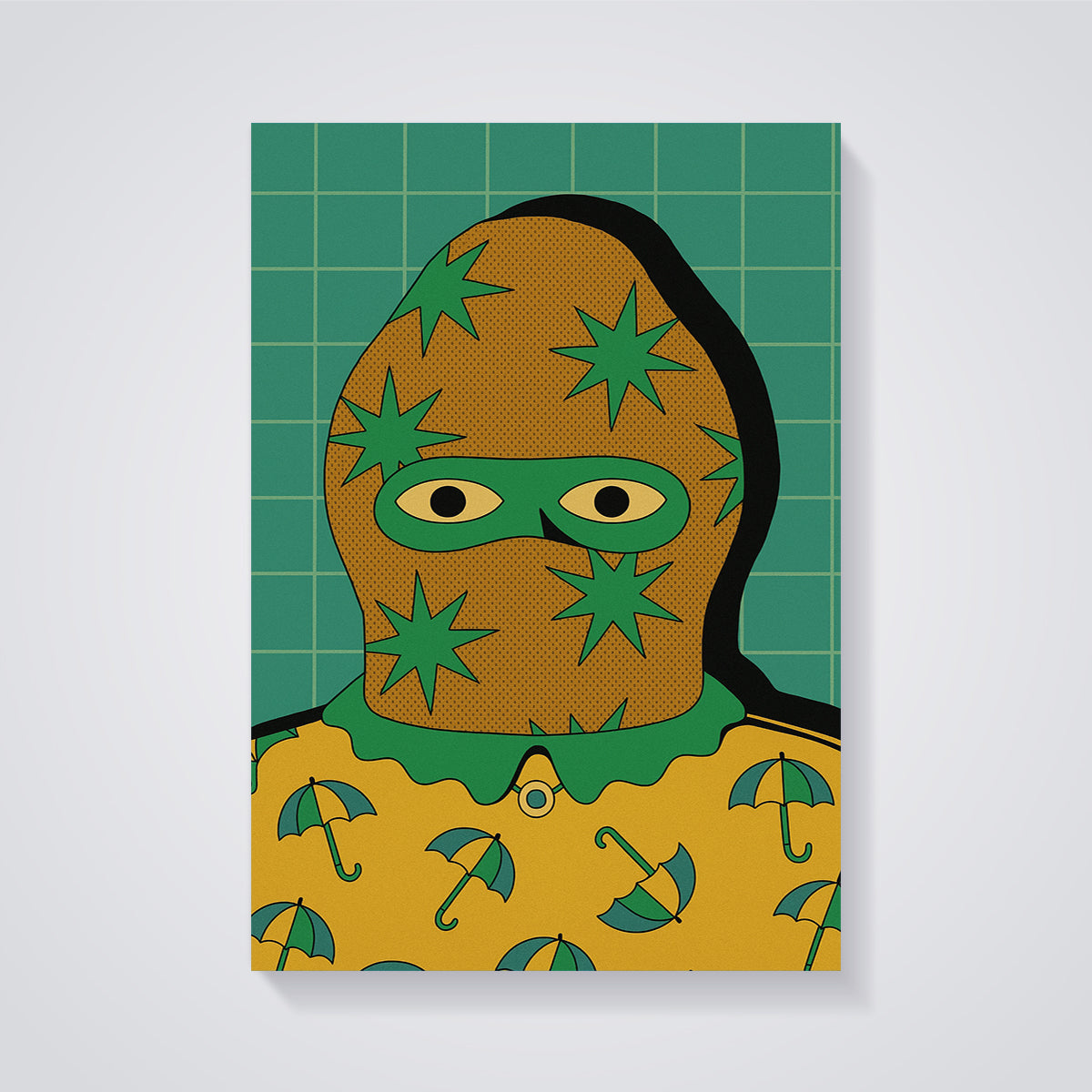 Star Balaclava Umbrella Print unframed on a grey background