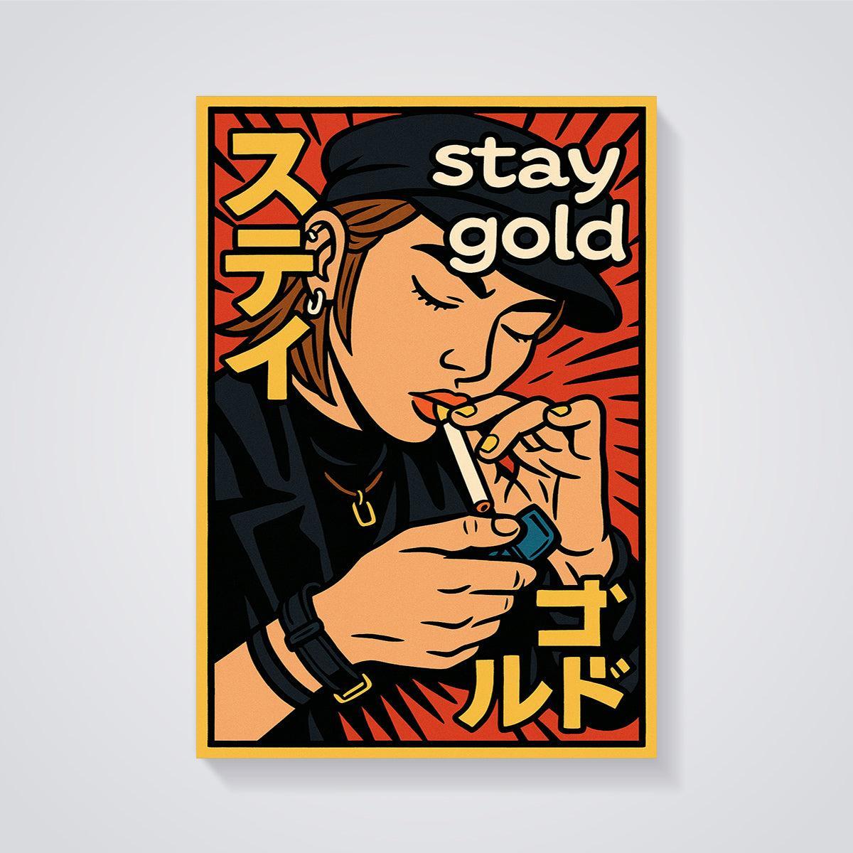 Stay Gold Cap Smoker Print unframed on a grey background
