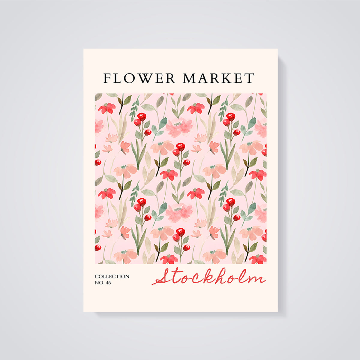 Stockholm Flower Market Print unframed on a grey background