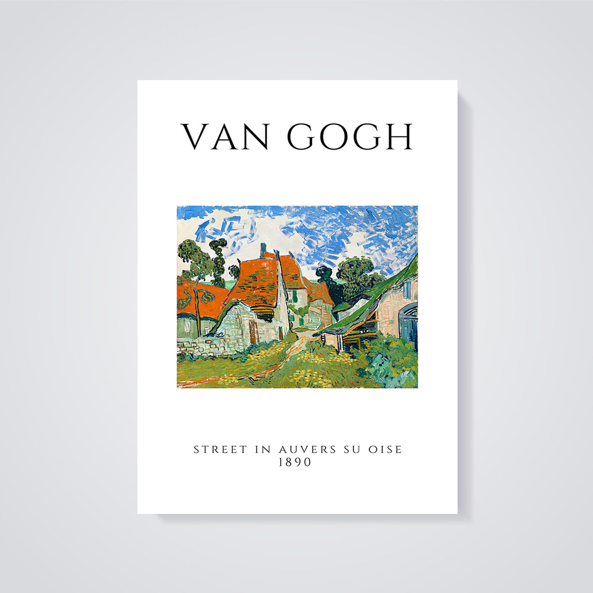 Street in Auvers su Oise Print unframed on a grey background