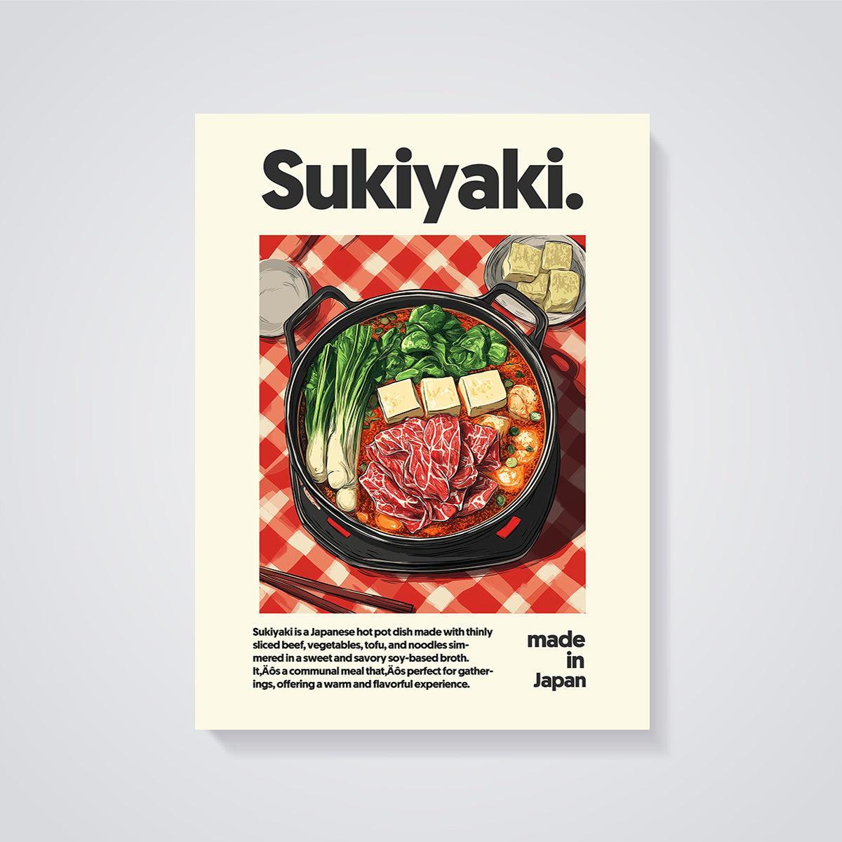 Sukiyaki Hot Pot Print unframed on a grey background