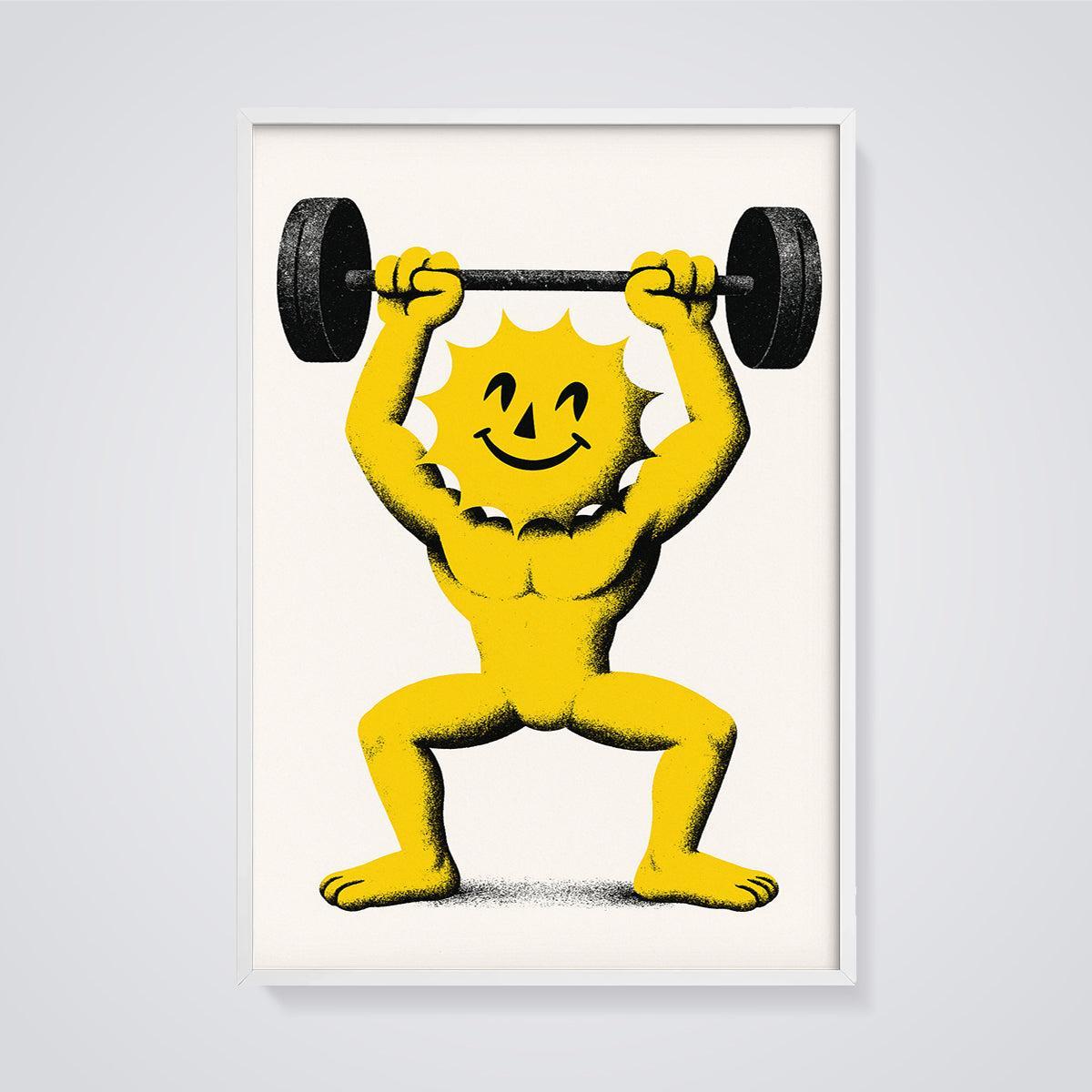 Sun Lifter Print framed in white on a grey background