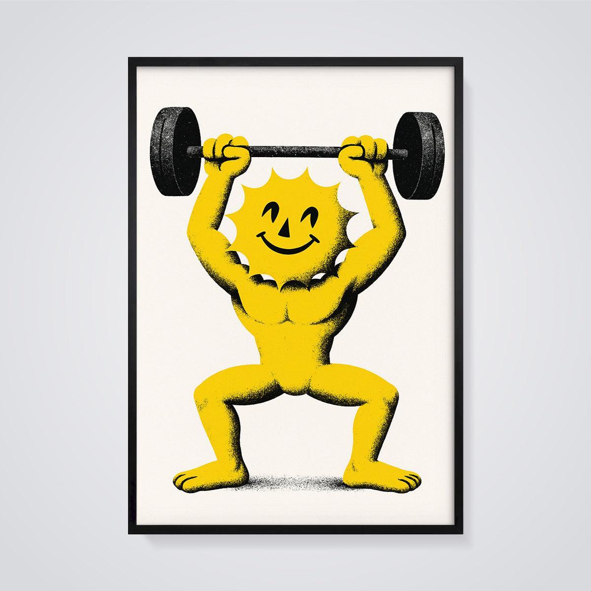 Sun Lifter Print framed in black on a grey background