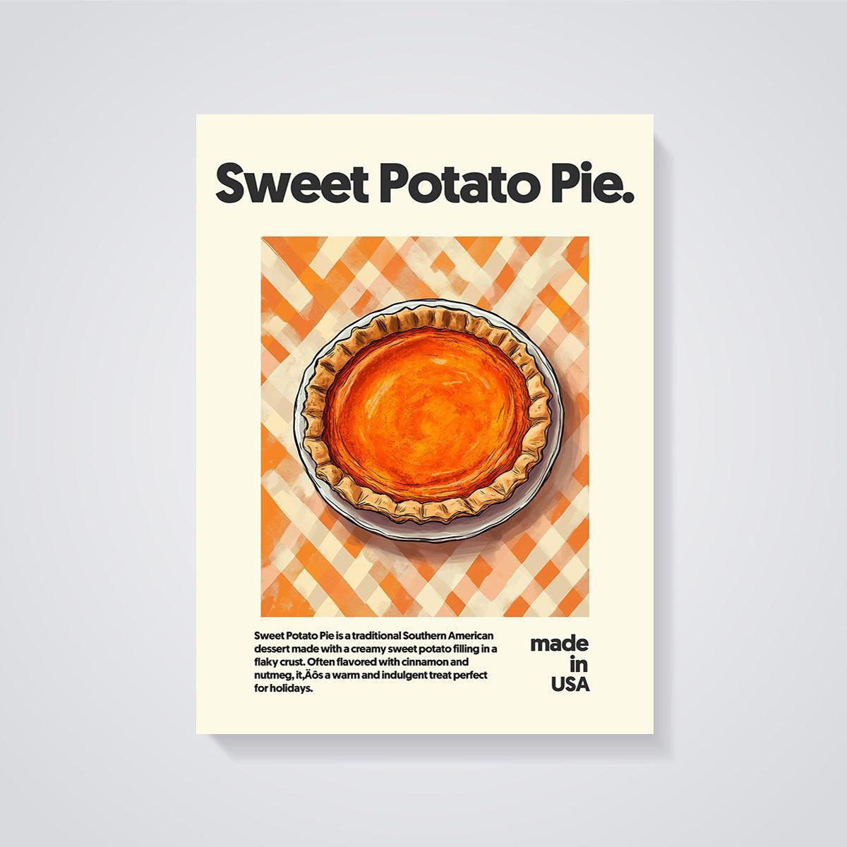 Sweet Potato Pie Art Print unframed on a grey background