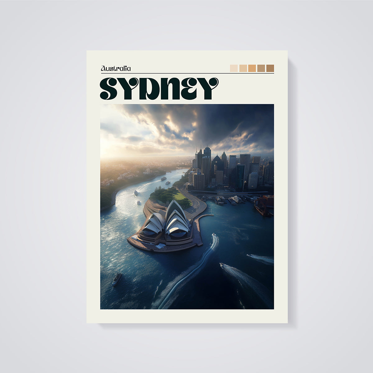 Sydney Opera House Harbor Print unframed on a grey background