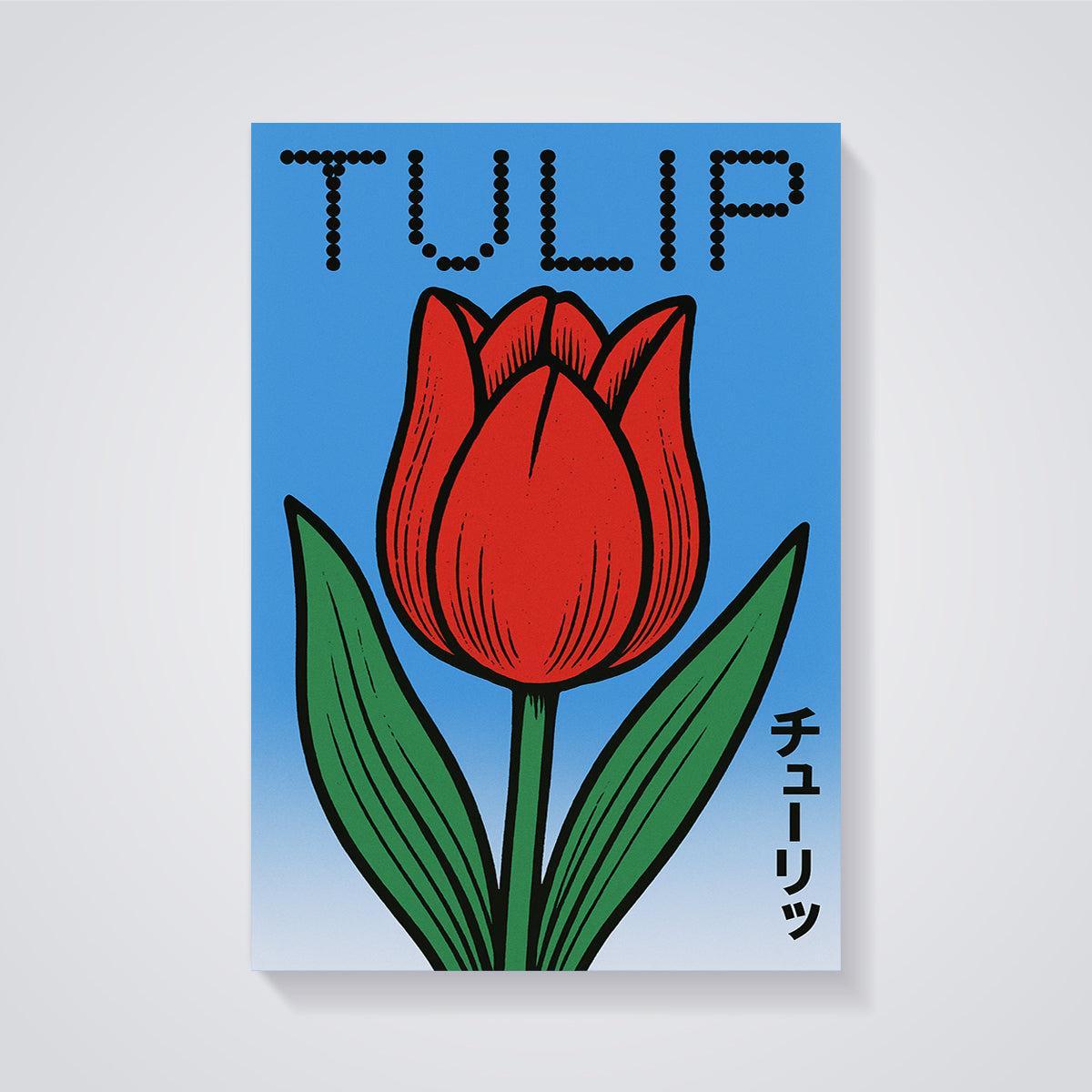 TULIP Dot Typography Print unframed on a grey background