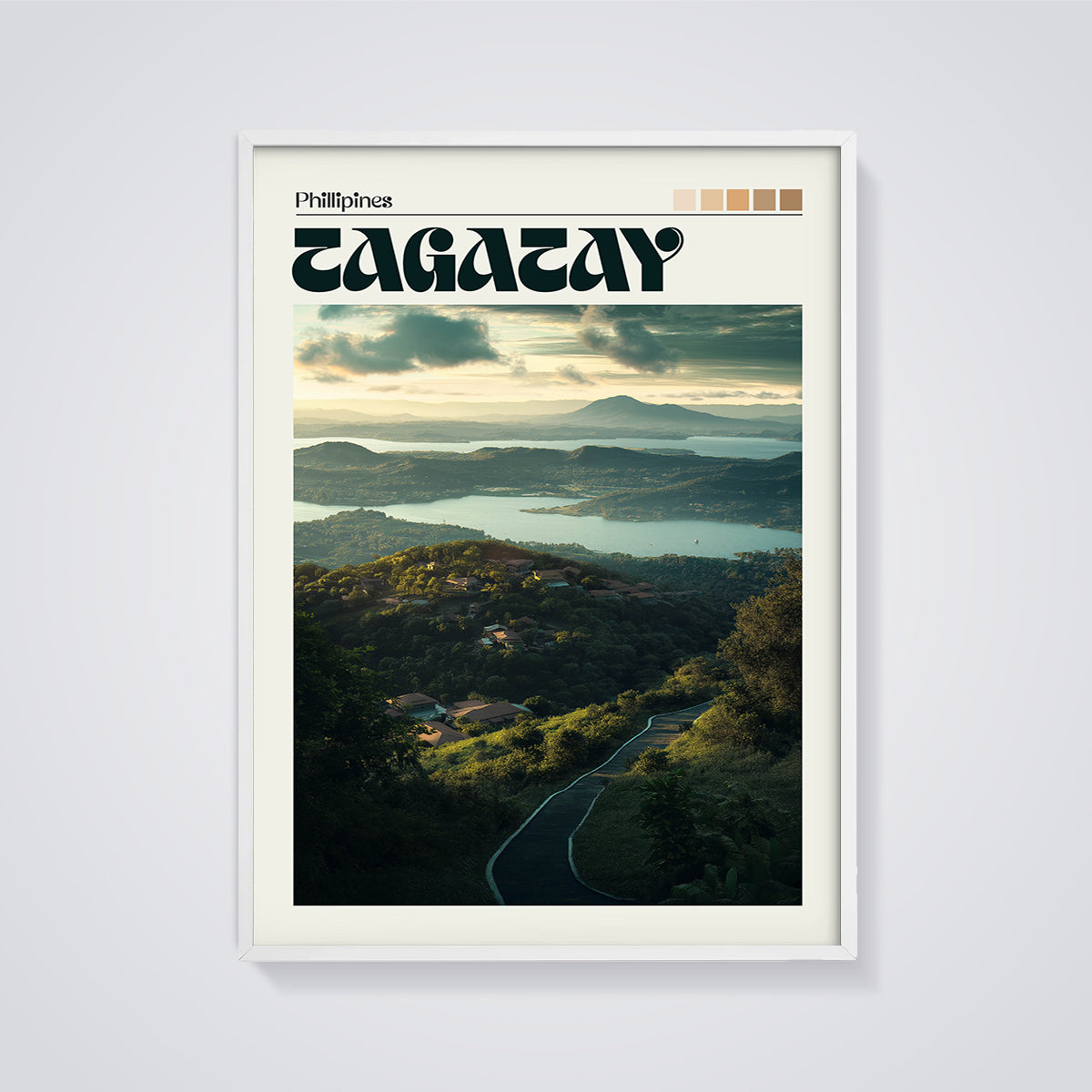 Tagaytay Philippines Landscape Print framed in white on a grey background