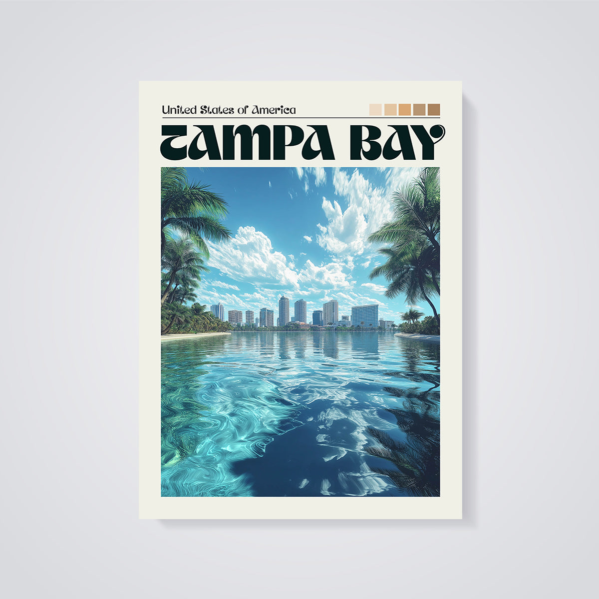 Tampa Bay Waterfront City Print unframed on a grey background