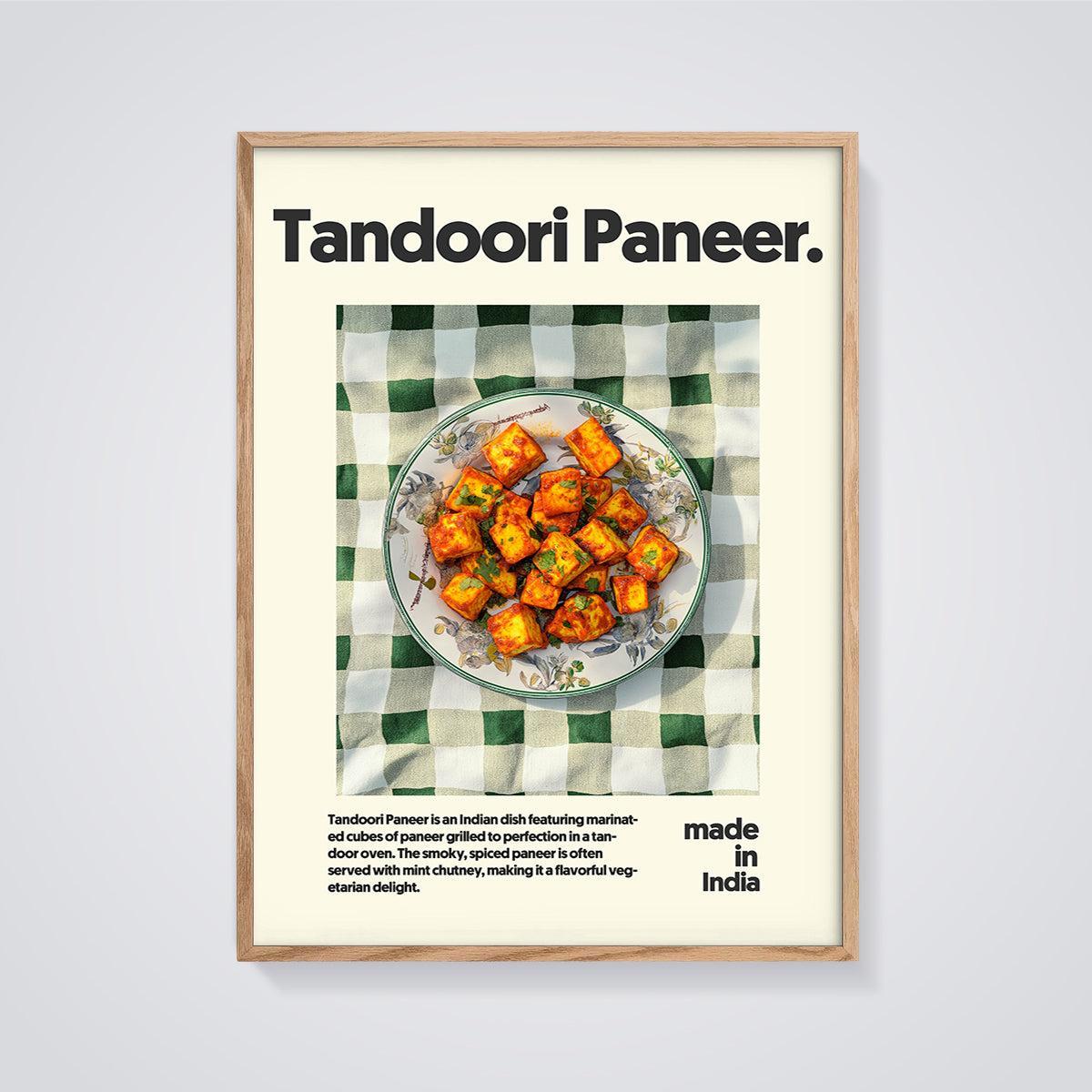 Tandoori Paneer Print framed in oak on a grey background