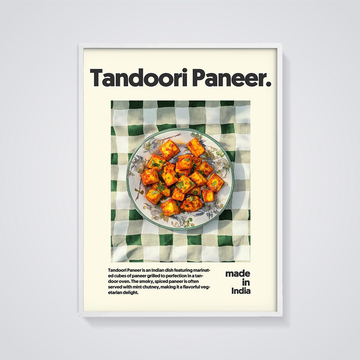 Tandoori Paneer Print framed in white on a grey background