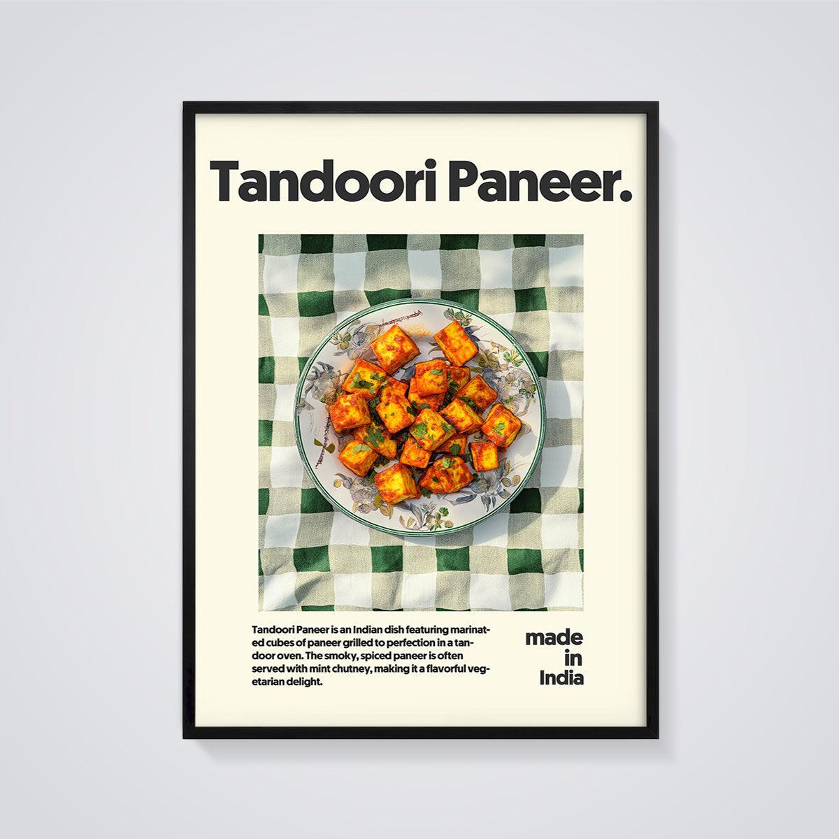 Tandoori Paneer Print framed in black on a grey background