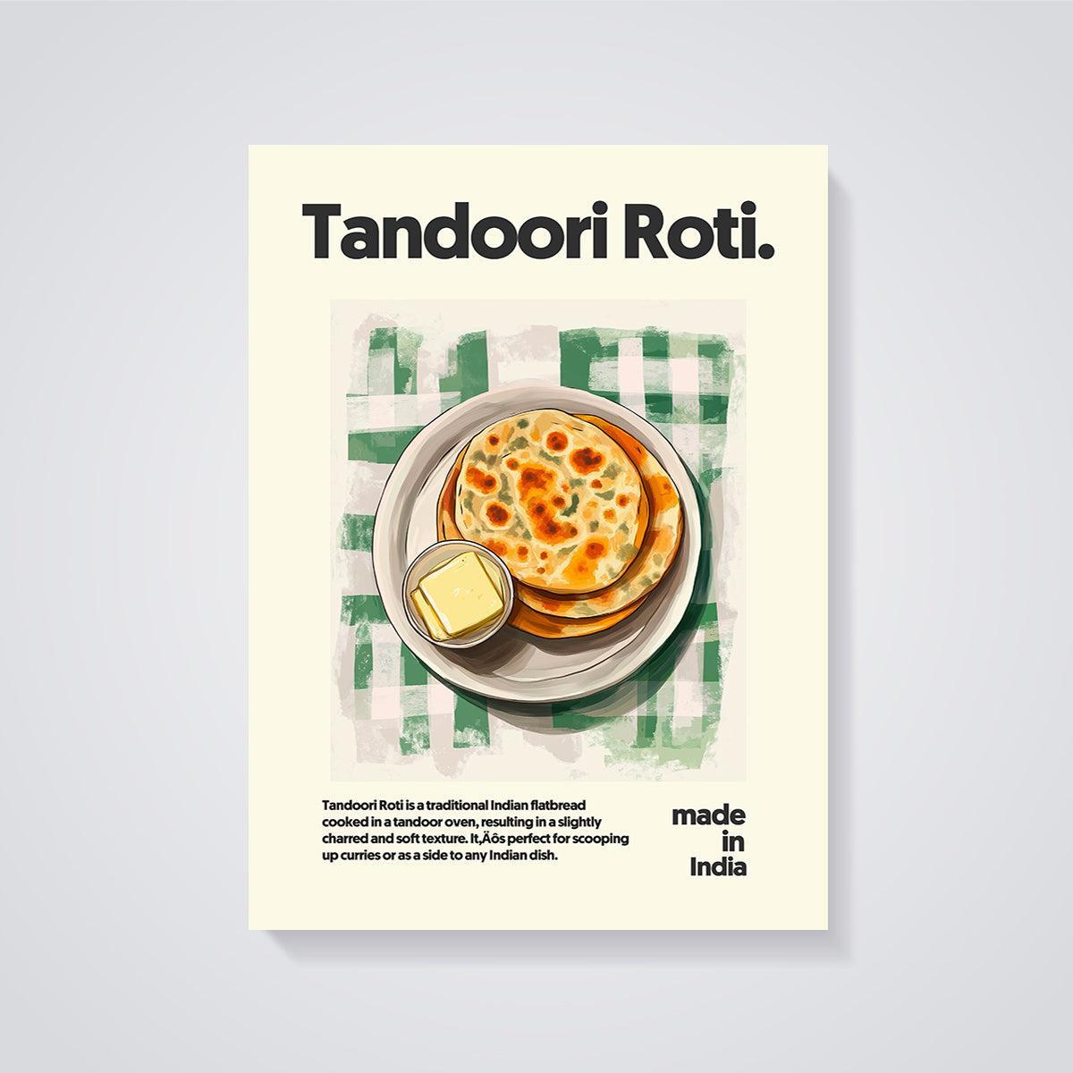 Tandoori Roti Print unframed on a grey background